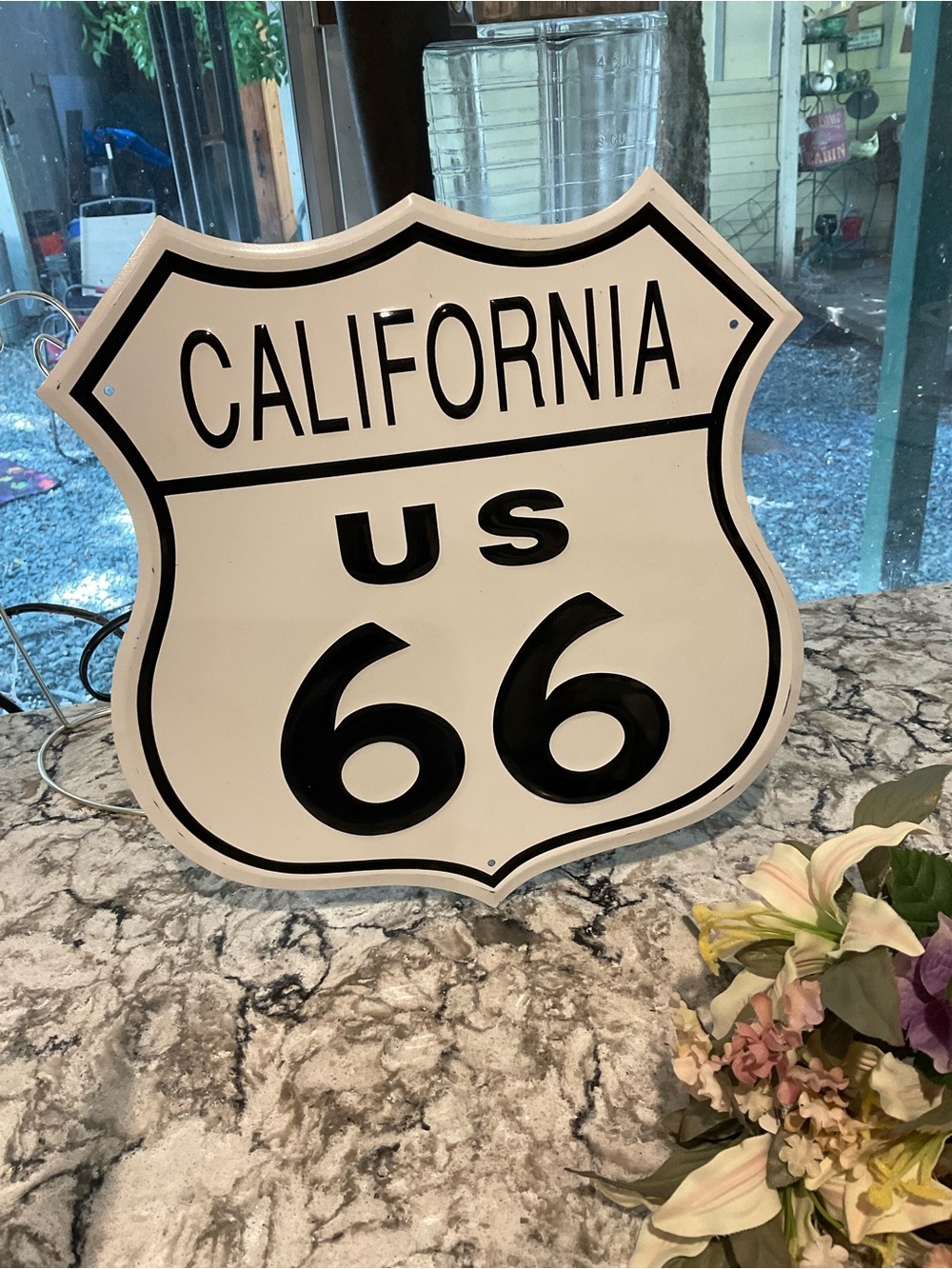 BP-California US 66 Shield Wall Sign - Black and White
